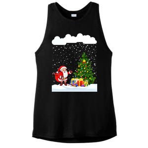 Christmas Snowfall Xmas Tree Festive Snowflakes Santa Claus Funny Gift Ladies PosiCharge Tri-Blend Wicking Tank