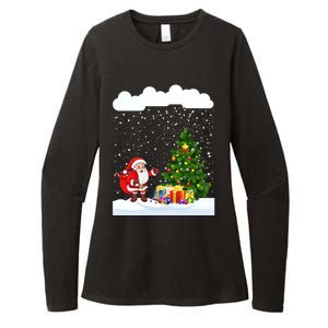 Christmas Snowfall Xmas Tree Festive Snowflakes Santa Claus Funny Gift Womens CVC Long Sleeve Shirt