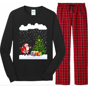 Christmas Snowfall Xmas Tree Festive Snowflakes Santa Claus Funny Gift Long Sleeve Pajama Set