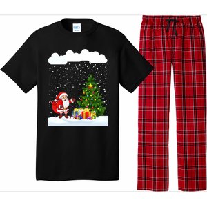 Christmas Snowfall Xmas Tree Festive Snowflakes Santa Claus Funny Gift Pajama Set