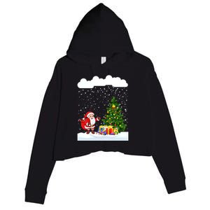 Christmas Snowfall Xmas Tree Festive Snowflakes Santa Claus Funny Gift Crop Fleece Hoodie