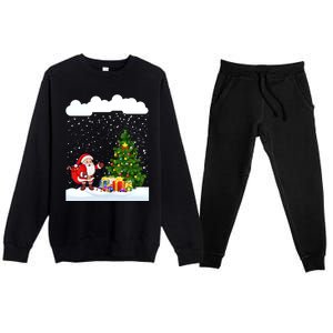 Christmas Snowfall Xmas Tree Festive Snowflakes Santa Claus Funny Gift Premium Crewneck Sweatsuit Set