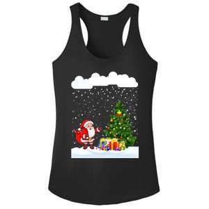 Christmas Snowfall Xmas Tree Festive Snowflakes Santa Claus Funny Gift Ladies PosiCharge Competitor Racerback Tank