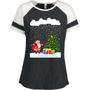 Christmas Snowfall Xmas Tree Festive Snowflakes Santa Claus Funny Gift Enza Ladies Jersey Colorblock Tee