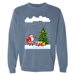 Christmas Snowfall Xmas Tree Festive Snowflakes Santa Claus Funny Gift Garment-Dyed Sweatshirt