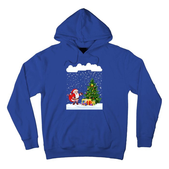 Christmas Snowfall Xmas Tree Festive Snowflakes Santa Claus Funny Gift Hoodie