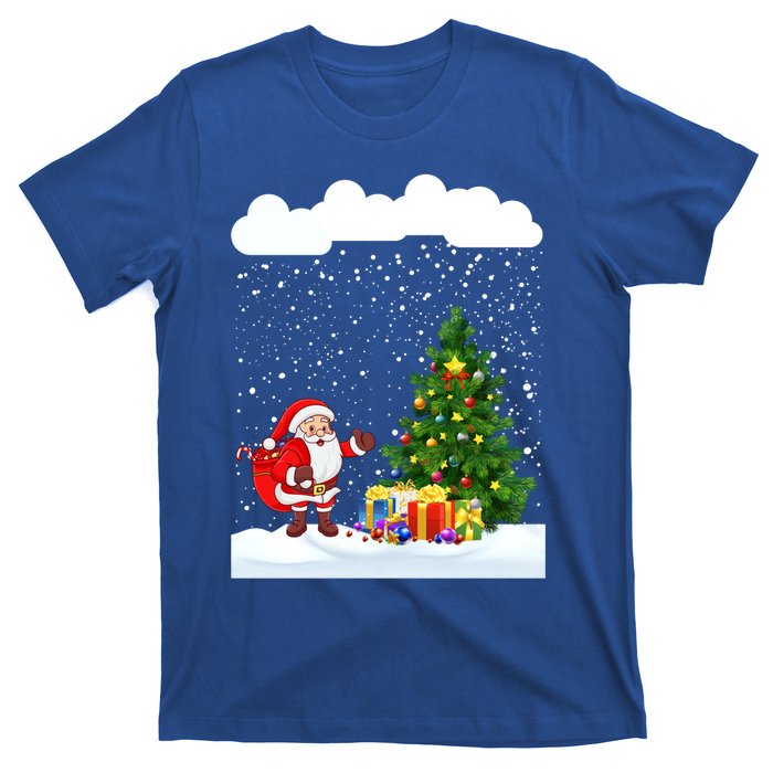 Christmas Snowfall Xmas Tree Festive Snowflakes Santa Claus Funny Gift T-Shirt