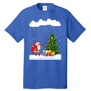 Christmas Snowfall Xmas Tree Festive Snowflakes Santa Claus Funny Gift Tall T-Shirt