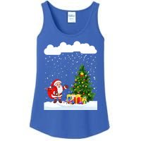 Christmas Snowfall Xmas Tree Festive Snowflakes Santa Claus Funny Gift Ladies Essential Tank