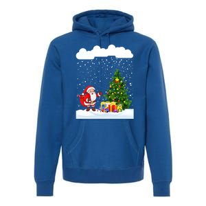 Christmas Snowfall Xmas Tree Festive Snowflakes Santa Claus Funny Gift Premium Hoodie