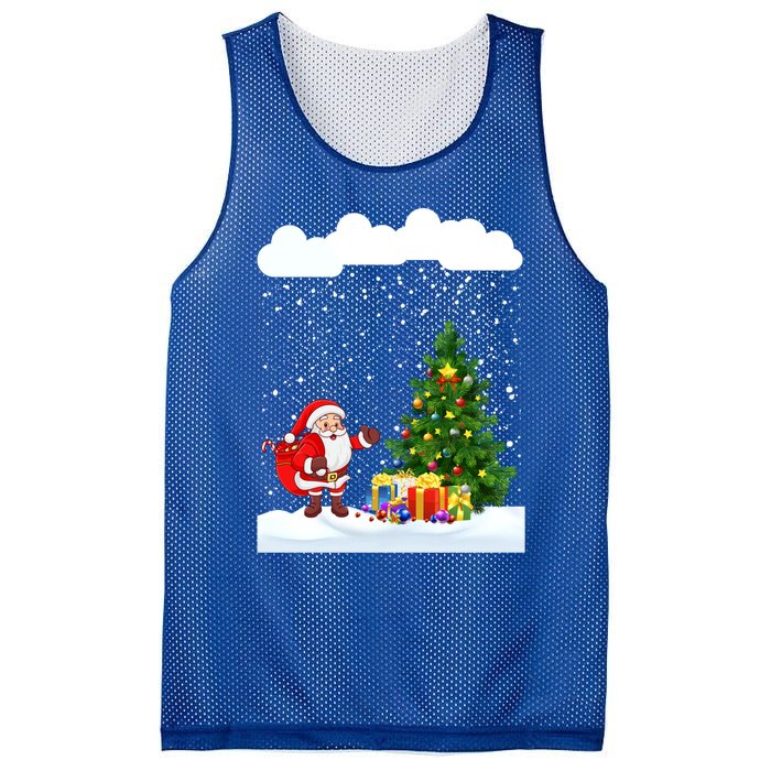 Christmas Snowfall Xmas Tree Festive Snowflakes Santa Claus Funny Gift Mesh Reversible Basketball Jersey Tank