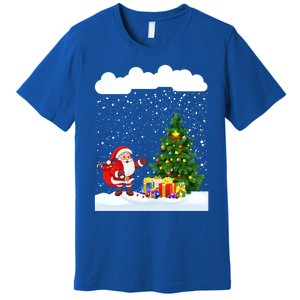 Christmas Snowfall Xmas Tree Festive Snowflakes Santa Claus Funny Gift Premium T-Shirt