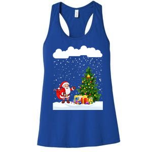 Christmas Snowfall Xmas Tree Festive Snowflakes Santa Claus Funny Gift Women's Racerback Tank