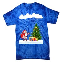 Christmas Snowfall Xmas Tree Festive Snowflakes Santa Claus Funny Gift Tie-Dye T-Shirt