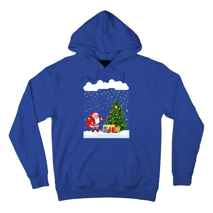 Christmas Snowfall Xmas Tree Festive Snowflakes Santa Claus Funny Gift Tall Hoodie