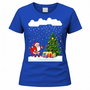 Christmas Snowfall Xmas Tree Festive Snowflakes Santa Claus Funny Gift Women's T-Shirt