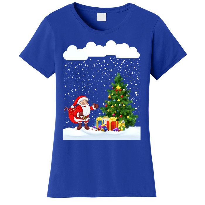 Christmas Snowfall Xmas Tree Festive Snowflakes Santa Claus Funny Gift Women's T-Shirt