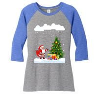 Christmas Snowfall Xmas Tree Festive Snowflakes Santa Claus Funny Gift Women's Tri-Blend 3/4-Sleeve Raglan Shirt