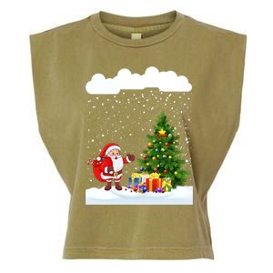 Christmas Snowfall Xmas Tree Festive Snowflakes Santa Claus Funny Gift Garment-Dyed Women's Muscle Tee