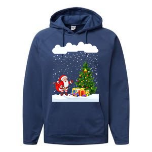 Christmas Snowfall Xmas Tree Festive Snowflakes Santa Claus Funny Gift Performance Fleece Hoodie