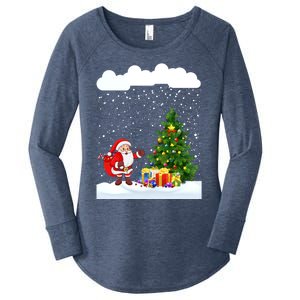 Christmas Snowfall Xmas Tree Festive Snowflakes Santa Claus Funny Gift Women's Perfect Tri Tunic Long Sleeve Shirt