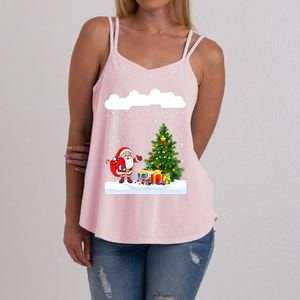 Christmas Snowfall Xmas Tree Festive Snowflakes Santa Claus Funny Gift Women's Strappy Tank