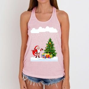 Christmas Snowfall Xmas Tree Festive Snowflakes Santa Claus Funny Gift Women's Knotted Racerback Tank