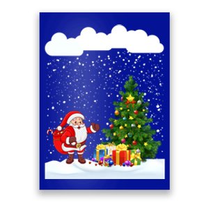 Christmas Snowfall Xmas Tree Festive Snowflakes Santa Claus Cool Gift Poster