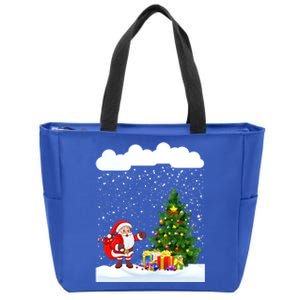 Christmas Snowfall Xmas Tree Festive Snowflakes Santa Claus Cool Gift Zip Tote Bag