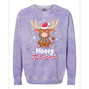 Christmas Santa Xmas Gift Merry Christmas Highland Cow Mooey Colorblast Crewneck Sweatshirt