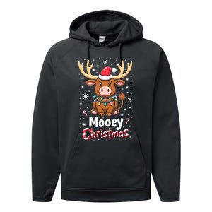 Christmas Santa Xmas Gift Merry Christmas Highland Cow Mooey Performance Fleece Hoodie