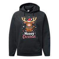 Christmas Santa Xmas Gift Merry Christmas Highland Cow Mooey Performance Fleece Hoodie