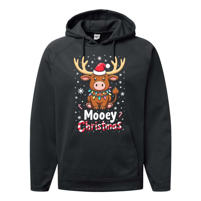 Christmas Santa Xmas Gift Merry Christmas Highland Cow Mooey Performance Fleece Hoodie