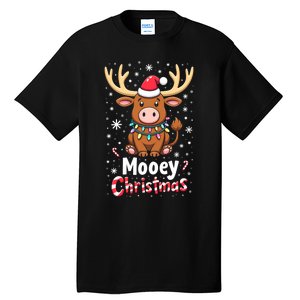 Christmas Santa Xmas Gift Merry Christmas Highland Cow Mooey Tall T-Shirt