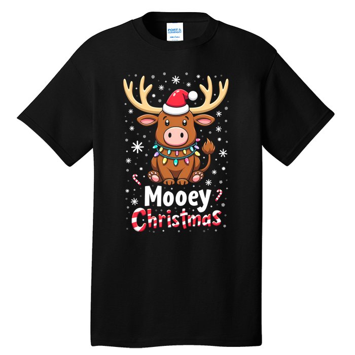 Christmas Santa Xmas Gift Merry Christmas Highland Cow Mooey Tall T-Shirt