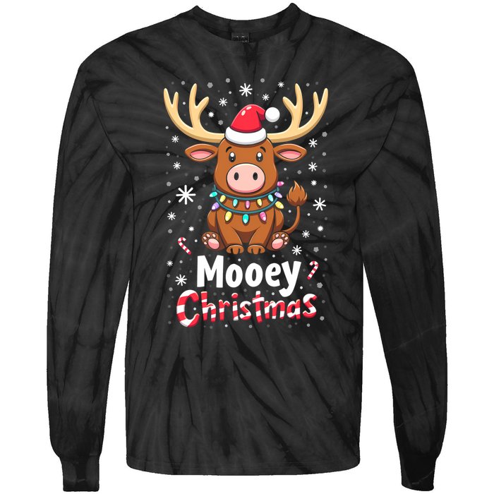 Christmas Santa Xmas Gift Merry Christmas Highland Cow Mooey Tie-Dye Long Sleeve Shirt