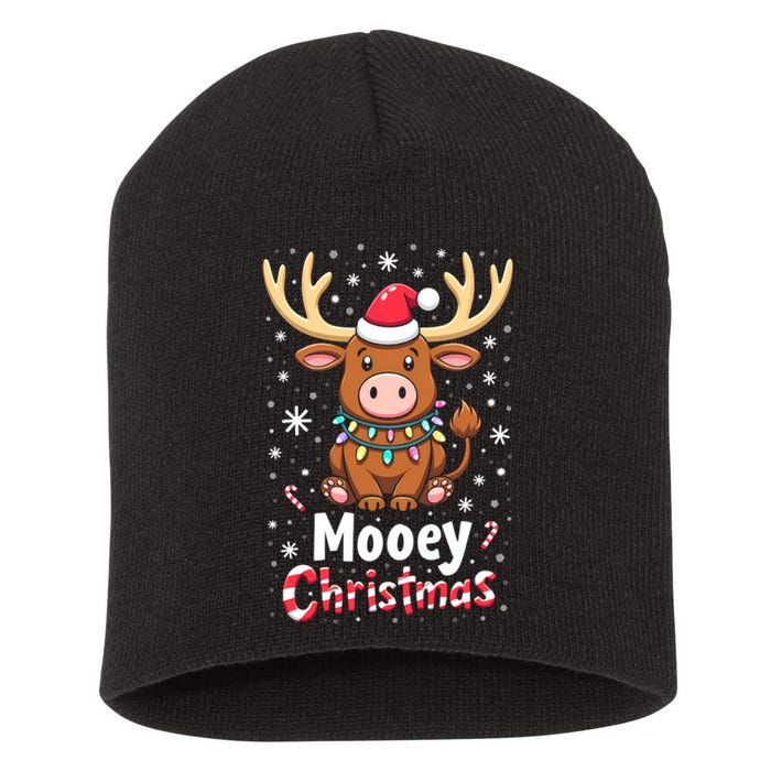 Christmas Santa Xmas Gift Merry Christmas Highland Cow Mooey Short Acrylic Beanie