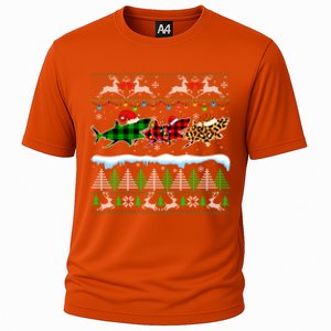 Christmas Shark Xmas Leopard Buffalo Plaid Santa Hat Cool Gift Cooling Performance Crew T-Shirt