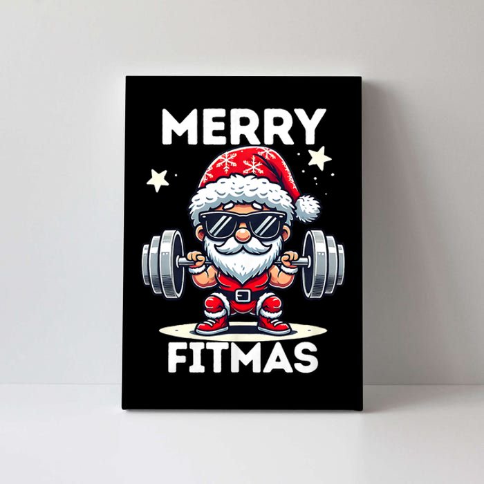 Christmas Santa Xmas Fitness Ugly Christmas Merry Fitmas Canvas