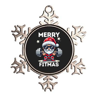 Christmas Santa Xmas Fitness Ugly Christmas Merry Fitmas Metallic Star Ornament