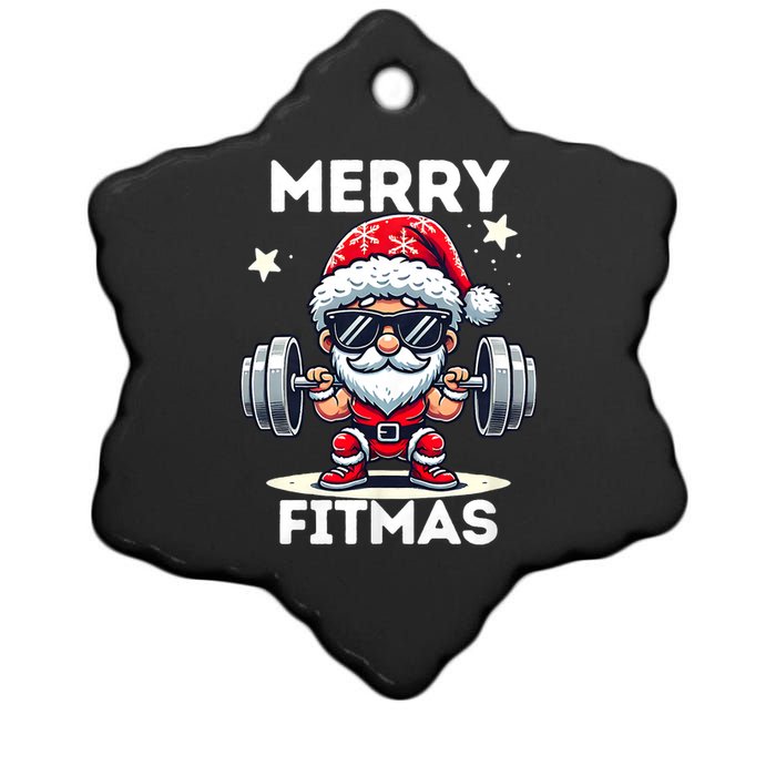 Christmas Santa Xmas Fitness Ugly Christmas Merry Fitmas Ceramic Star Ornament