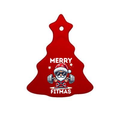 Christmas Santa Xmas Fitness Ugly Christmas Merry Fitmas Ceramic Tree Ornament