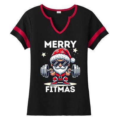 Christmas Santa Xmas Fitness Ugly Christmas Merry Fitmas Ladies Halftime Notch Neck Tee