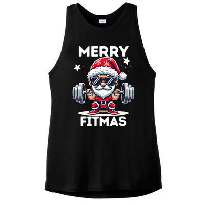 Christmas Santa Xmas Fitness Ugly Christmas Merry Fitmas Ladies PosiCharge Tri-Blend Wicking Tank