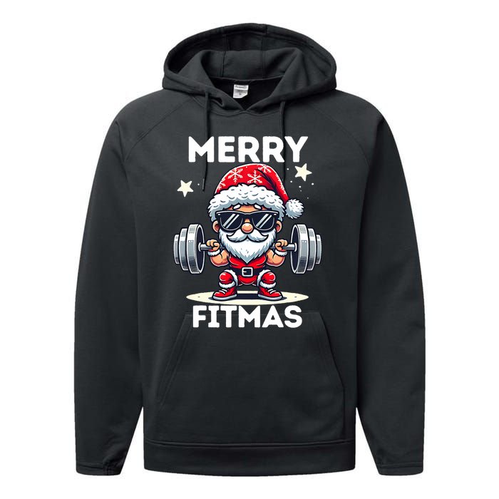 Christmas Santa Xmas Fitness Ugly Christmas Merry Fitmas Performance Fleece Hoodie