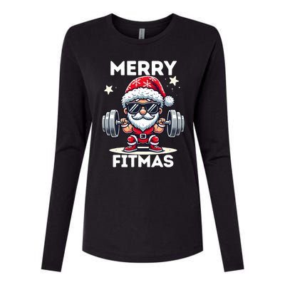 Christmas Santa Xmas Fitness Ugly Christmas Merry Fitmas Womens Cotton Relaxed Long Sleeve T-Shirt