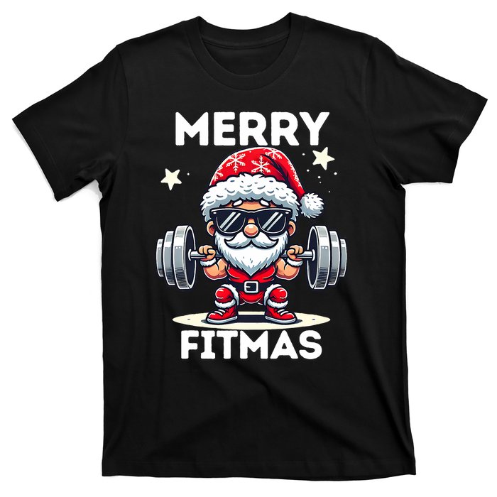 Christmas Santa Xmas Fitness Ugly Christmas Merry Fitmas T-Shirt