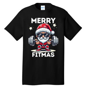 Christmas Santa Xmas Fitness Ugly Christmas Merry Fitmas Tall T-Shirt