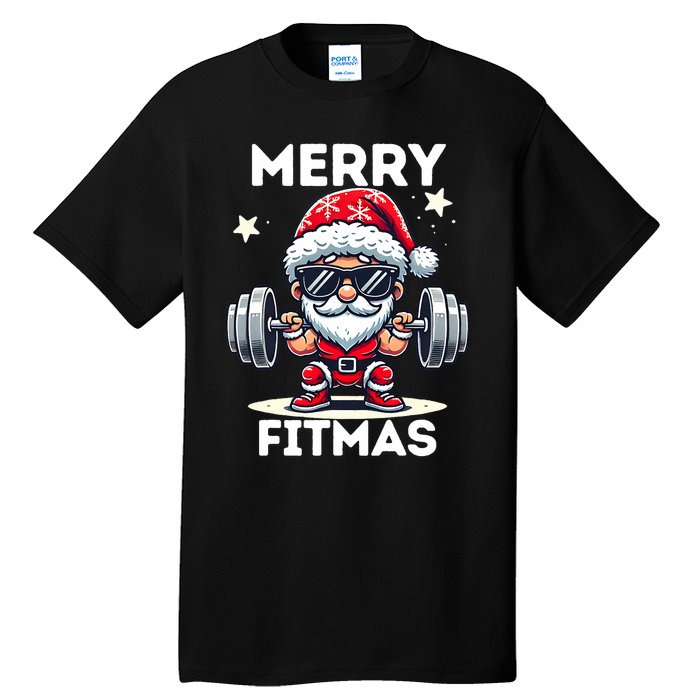 Christmas Santa Xmas Fitness Ugly Christmas Merry Fitmas Tall T-Shirt