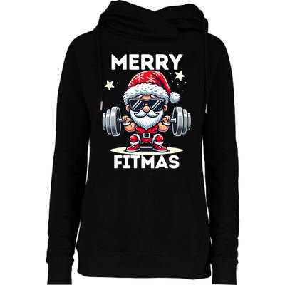 Christmas Santa Xmas Fitness Ugly Christmas Merry Fitmas Womens Funnel Neck Pullover Hood